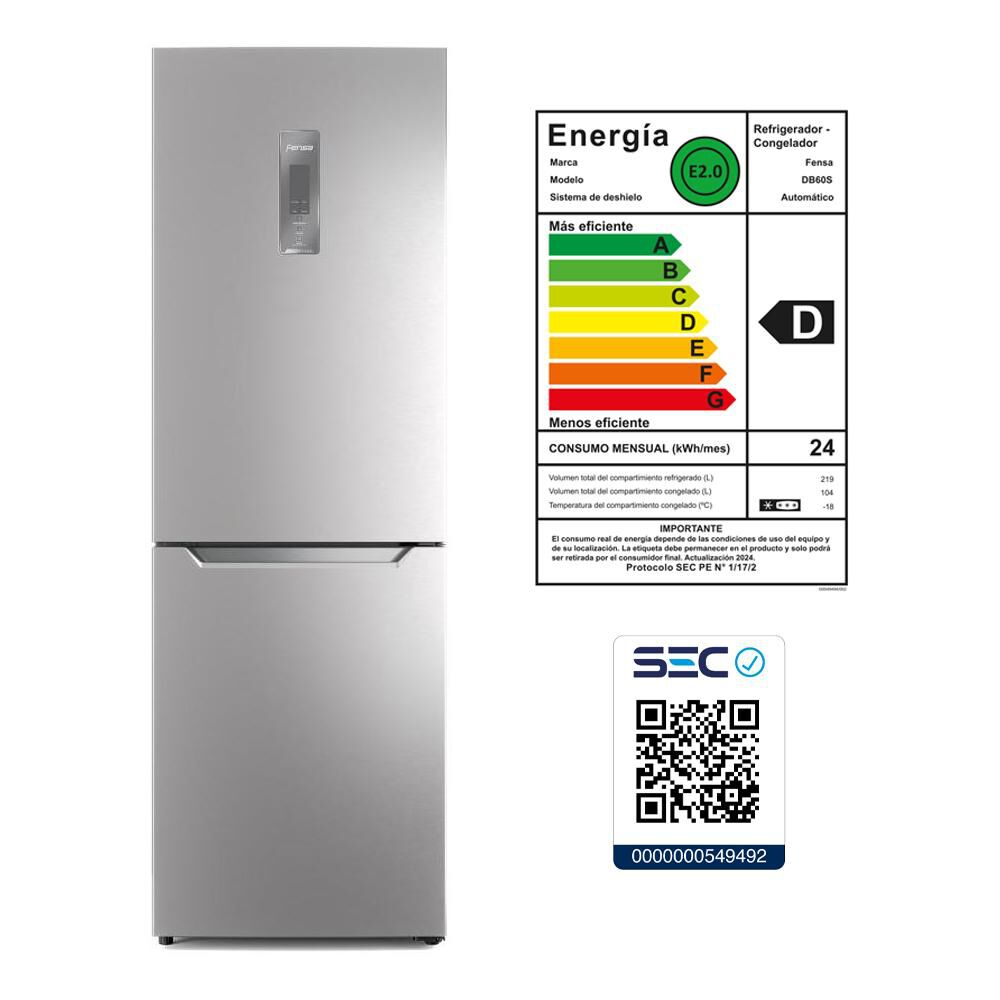Refrigerador Bottom Freezer Fensa DB60S / No Frost / 323 Litros / D image number 6.0
